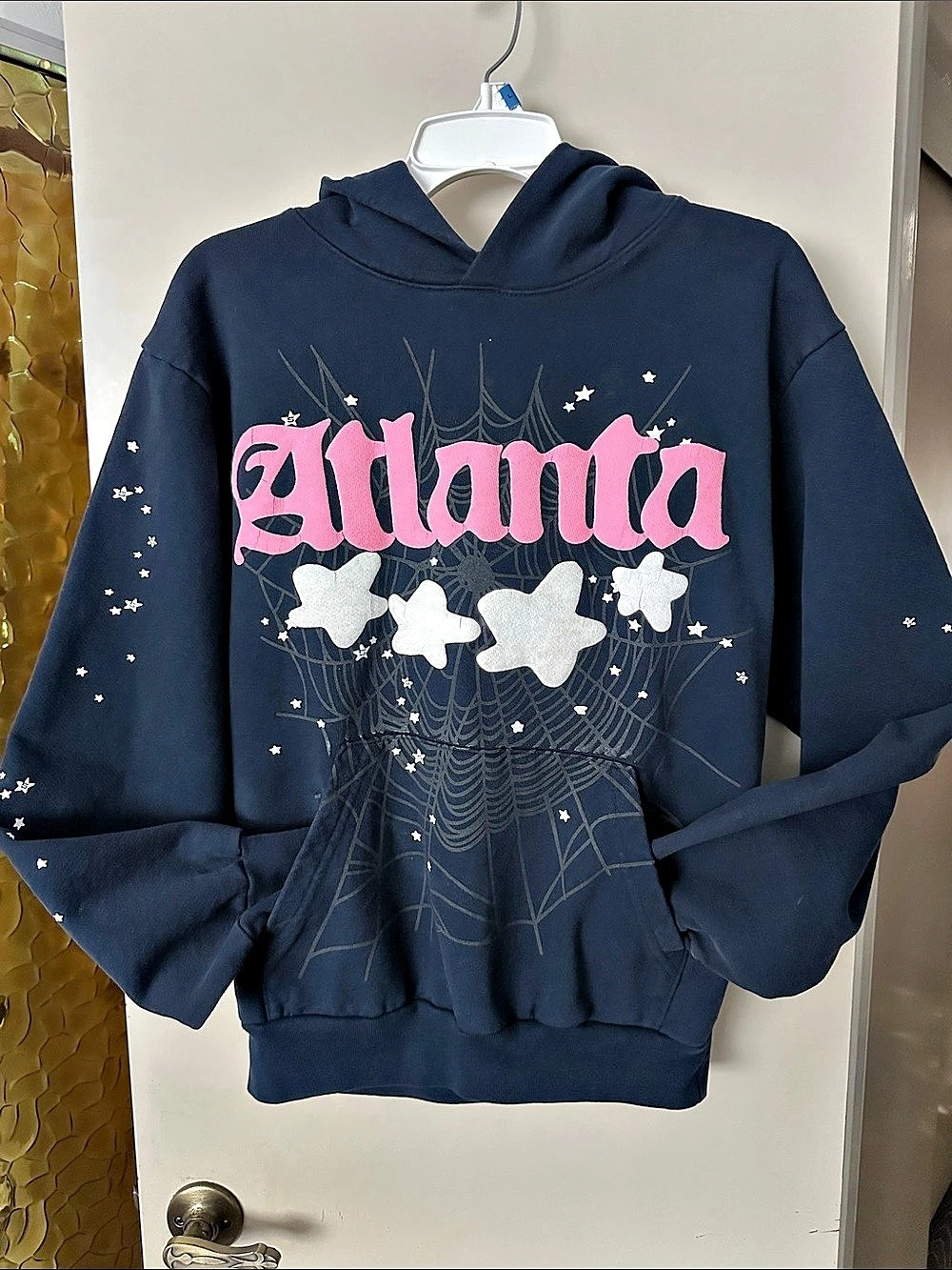 Sp5der graphic hoodie Graphic Hoodie in Blue & Pink Size Small